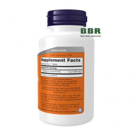 L-Tryptophan 1000mg 60 Tabs, NOW Foods