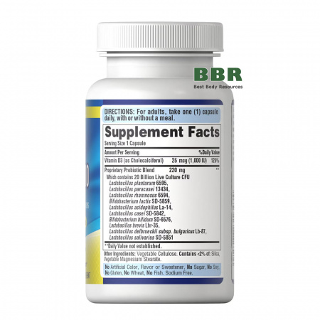 Probiotic 10 20 Billions plus Vitamin D3 60 Caps, Puritans Pride Probiotic 10 20 Billions plus Vitamin D3 60 Caps, Puritans Pride