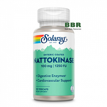 Nattokinase 100mg 1250fu 30 Veg Caps, Solaray