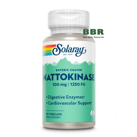 Nattokinase 100mg 1250fu 30 Veg Caps, Solaray