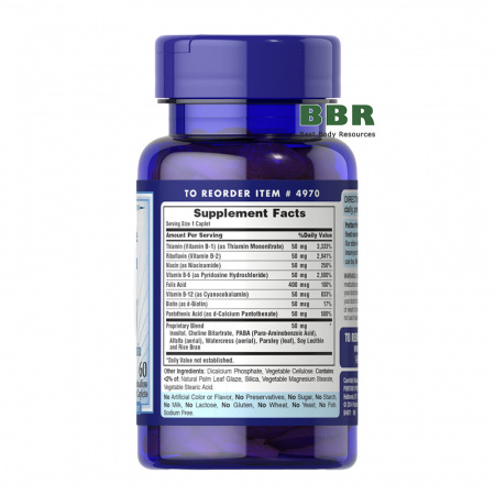 Mega B-50 B-Complex Vitamin 60 Tabs, Puritans Pride