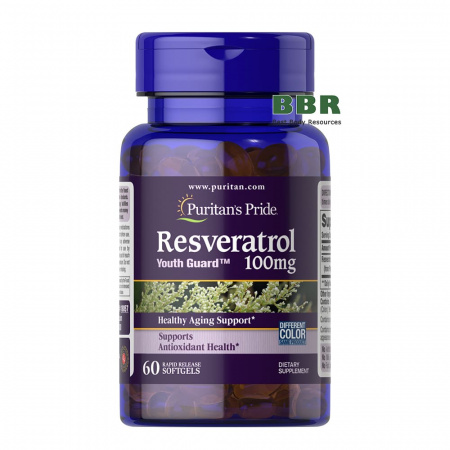 Resveratrol 100mg 60 Softgels, Puritans Pride