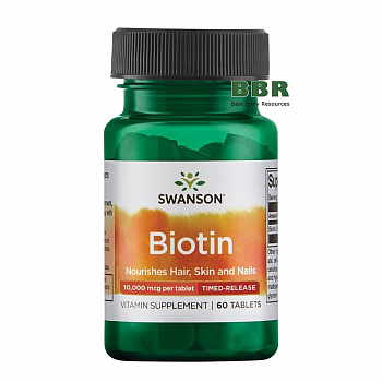 Biotin 10000mcg 60 Tabs, Swanson