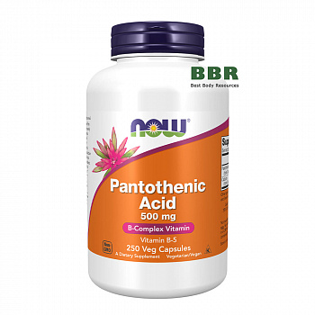 Pantothenic Acid 500mg, 250 Caps, Now Foods