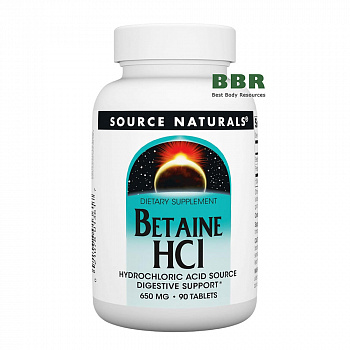 Betaine HCL 650mg 90 Tabs, Source Naturals