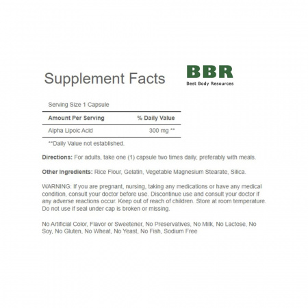 Alpha Lipoic Acid 300mg 60 Caps, Puritans Pride
