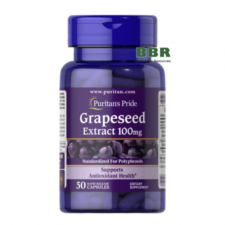 Grapeseed Extract 100mg 50 Caps, Puritans Pride