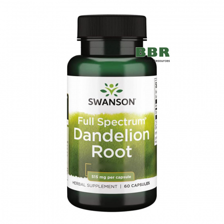 Full Spectrum Dandelion Root 515mg 60 Veg Caps, Swanson