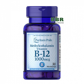 Vitamin B-12 Methylcobalamin 1000mcg 30 Tabs, Puritans Pride