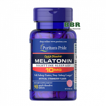 Quick Dissolve Melatonin 10mg Strawberry 90 Tabs, Puritans Pride