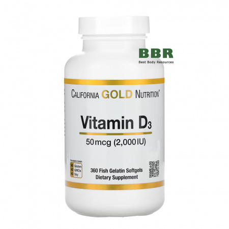 Vitamin D3 2000iu 360 Softgels, California GOLD Nutrition Vitamin D3 2000iu 360 Softgels, California GOLD Nutrition