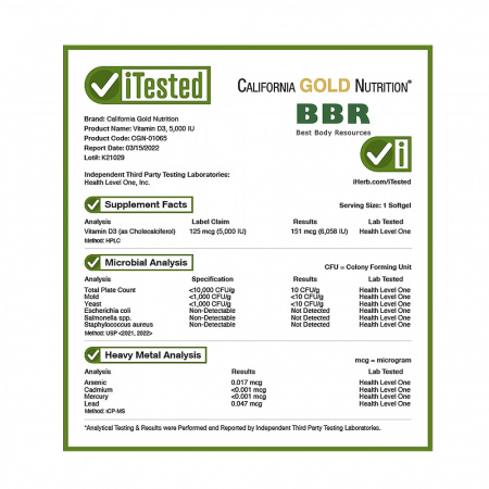 Vitamin D3 5000iu 90 Fish Softgels, California GOLD Nutrition