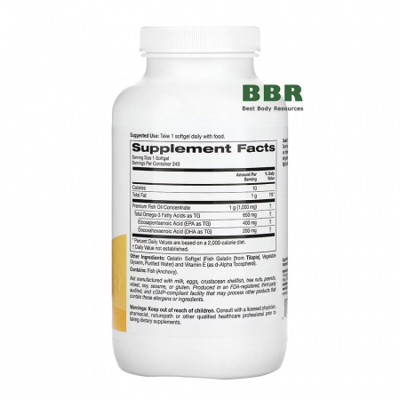 SimplyOne Omega 3 Fish Oil 240 Fish Softgels, Super Nutrition