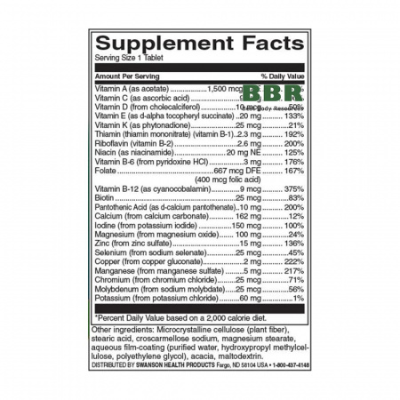 Multi without Iron Century Formula 130 Tabs, Swanson