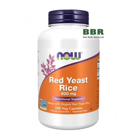 Red Yeast Rice 600mg 240 Veg Caps, NOW Foods