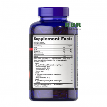 Maximum Strength Triple Omega 3-6-9 240 Softgels, Puritans Pride