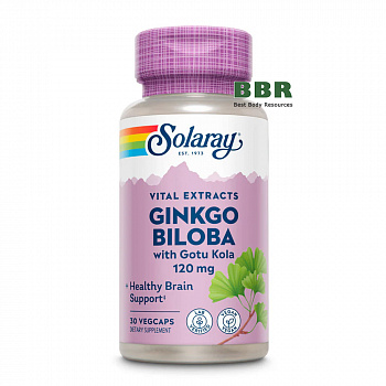 Ginkgo Biloba with Gotu Kola 120mg 30 Veg Caps, Solaray