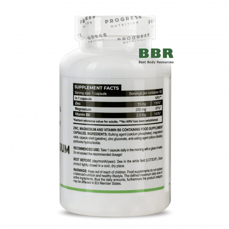 Zinc Magnesium & Vitamin B6 60 Caps, Progress Nutrition