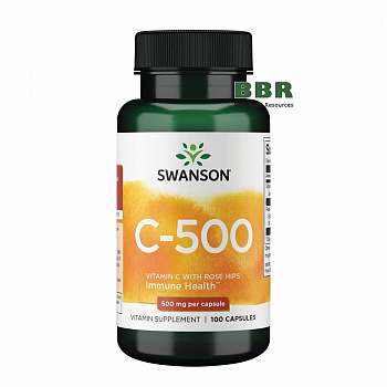 Vitamin C 500mg with Rose Hips 100 Caps, Swanson