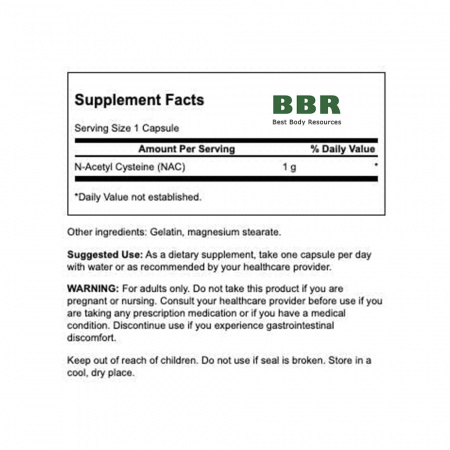 N-Acetyl L-Cysteine 1000mg 60 Caps, Swanson