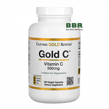 Gold Vitamin C 500mg 240 Veg Caps, California GOLD Nutrition