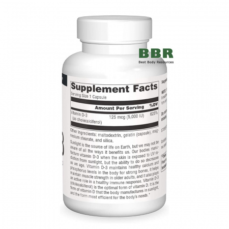 Vitamin D-3 5000iu 240 Caps, Source Naturals