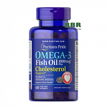 Omega 3 Fish Oil Cholesterol Support 60 Softgels, Puritans Pride