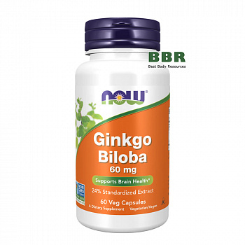 Ginkgo Biloba 60mg 60 Caps, NOW Foods