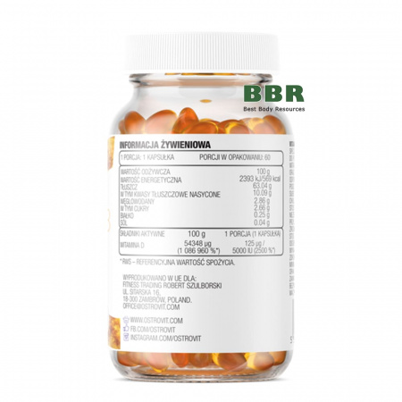 Vitamin D3 5000iu 60 Softgels, OstroVit