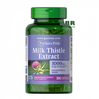 Milk Thistle Extract 1000mg Equivalent 180 Softgels, Puritans Pride