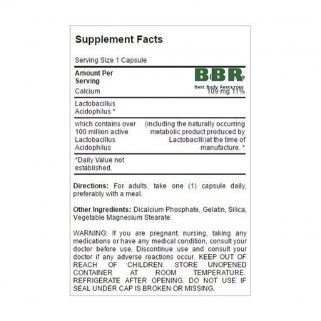 Probiotic Acidophilus 100 Million 100 Caps, Puritans Pride