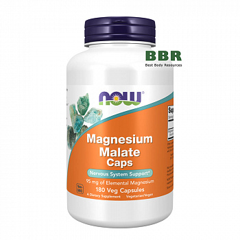 Magnesium Malate 840mg 180 Veg Caps, NOW Foods