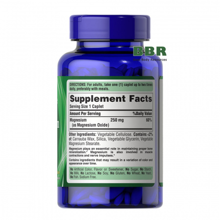 Magnesium 250mg 200 Tabs, Puritans Pride