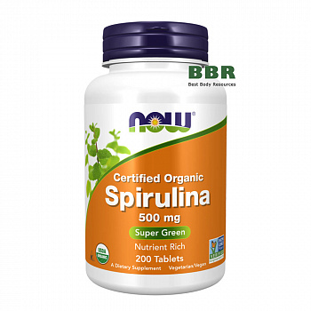 Spirulina 500mg 200 Tabs, NOW Foods