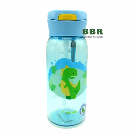 Бутылка для воды с трубочкой KXN-1195 Дино 400ml, Casno