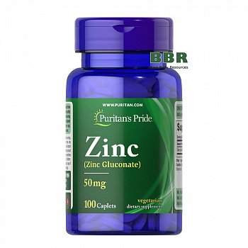 Zinc Gluconate 50mg 100 Tabs, Puritans Pride