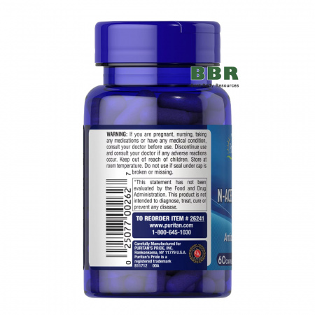 NAC N-Acetyl-L-Cysteine 600mg 60 Caps, PuritansPride