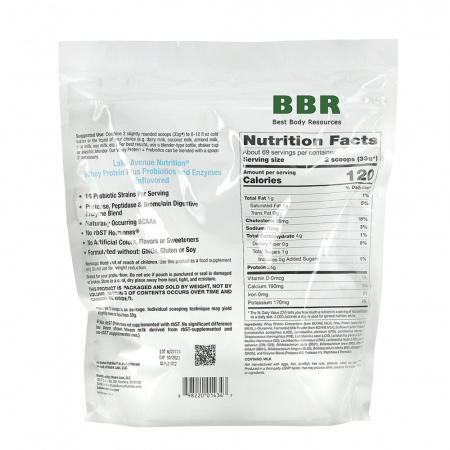 Whey Protein plus Probiotics and Enzymes 2.27kg, Lake Avenue Nutrition Whey Protein plus Probiotics and Enzymes 2.27kg, Lake Avenue Nutrition
