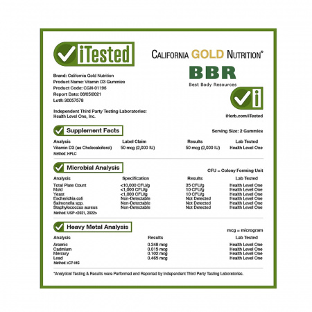 Vitamin D3 2000iu 90 Gummies, California GOLD Nutrition