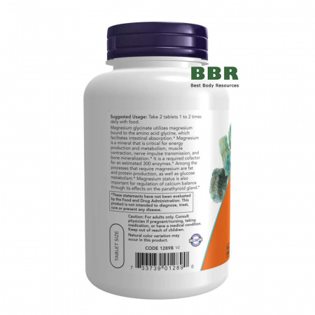 Magnesium Glycinate 200mg 180 Tabs, NOW Foods