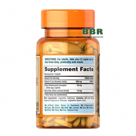 Vitamin C-500 with Bioflavonoids and Rose Hips 100 Tabs, Puritans Pride