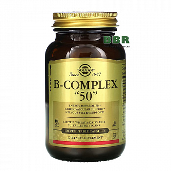 Vitamin B-Complex 50 100 Veg Caps, Solgar