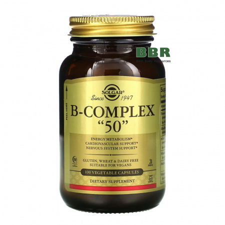 Vitamin B-Complex 50 100 Veg Caps, Solgar