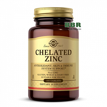 Chelated Zinc 22mg 100 Tabs, Solgar