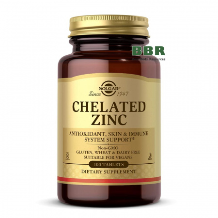 Chelated Zinc 22mg 100 Tabs, Solgar