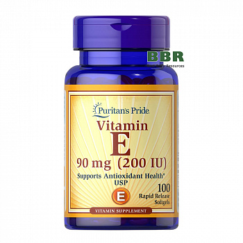 Vitamin E-90mg 200iu 100 Softgels, Puritans Pride
