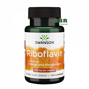 Vitamin B2 Riboflavin 100mg 100 Caps, Swanson