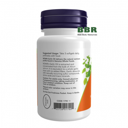 Garlic Oil 1500mg 100 Softgels, NOW Foods