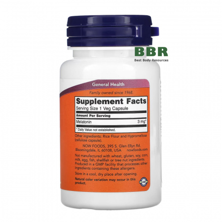 Melatonin 3mg 60 Caps, NOW Foods