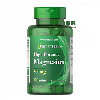 Magnesium 500mg 100 Tabs, Puritans Pride
